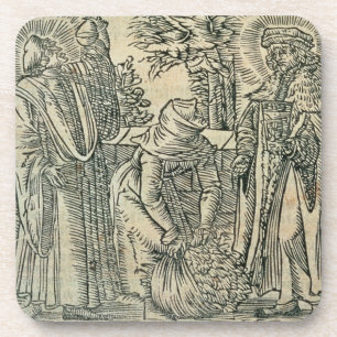 Kräuter für Medizin sammeln, 1534 (Holzschnitt) Getränkeuntersetzer