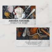 Kräuter Gewürze | Koch-Hut und -Tools Visitenkarte (Vorne/Hinten)