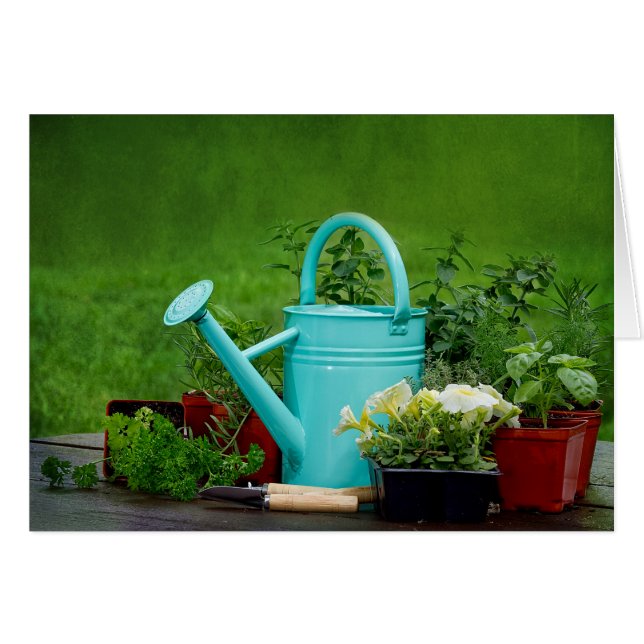 Kräuter/im Garten arbeitende Blumen/- leere Karte (Vorderseite (Horizontal))