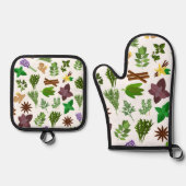 Kräuter   ofenhandschuh & Topflappen-Set (Vorderseite)