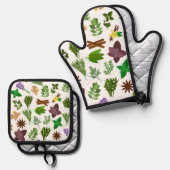 Kräuter   ofenhandschuh & Topflappen-Set (Vorderseite/Rückseite)