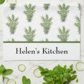 Kräuter Rosemary Kitchen Greenery Watercolor Rusti Geschirrtuch (Gefaltet)