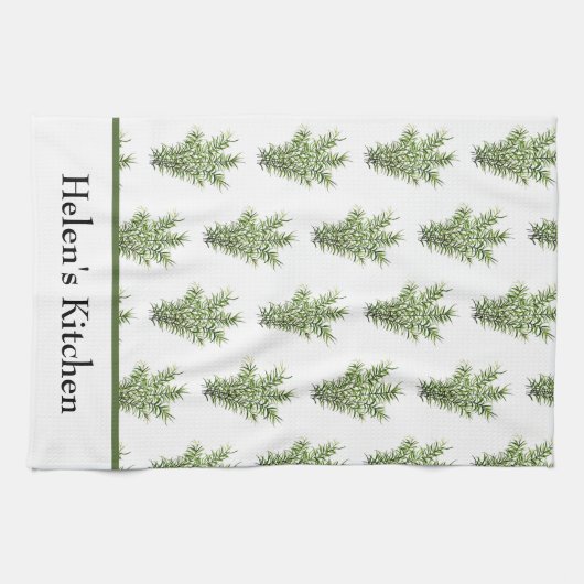 Kräuter Rosemary Kitchen Greenery Watercolor Rusti Geschirrtuch (Horizontal)