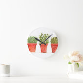 Kräuter thyme rosemary mint Aquarell rustikale Krä Runde Wanduhr (Zuhause)