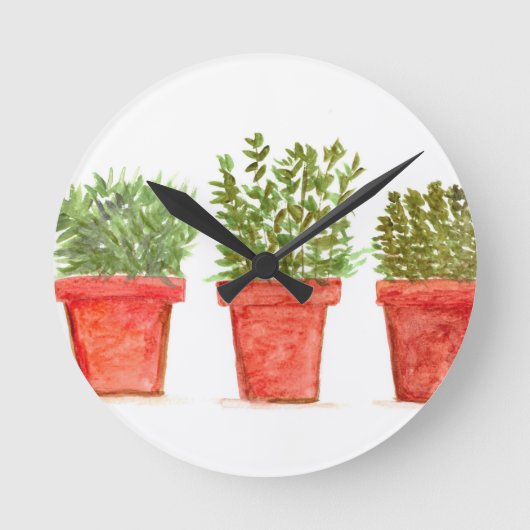 Kräuter thyme rosemary mint Aquarell rustikale Krä Runde Wanduhr (Vorderseite)