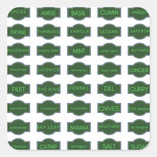 Kräuter- und Gewürzaufkleber Quadratischer Aufkleber (Vorderseite)