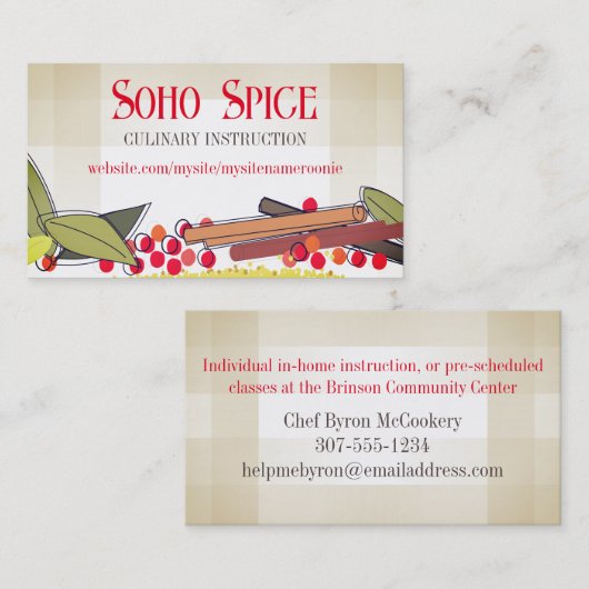 Kräuter und Gewürze Kochkunstkarten Visitenkarte (Vorne/Hinten)