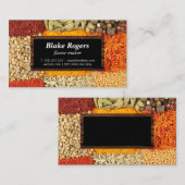 Kräuter und Gewürze | Schwarz/Holzrahmen-Visitenka Visitenkarte (Vorne/Hinten)