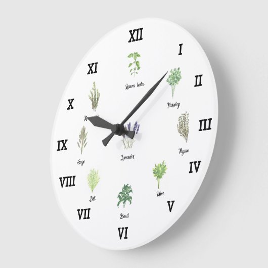 Kräuter Wasserfarbe Küche Garten Grüne Gewürze Thy Große Wanduhr (Winkel)