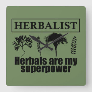 Kräuterarten Quadratische Wanduhr