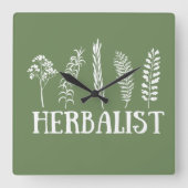 Kräuterarten Quadratische Wanduhr (Vorderseite)