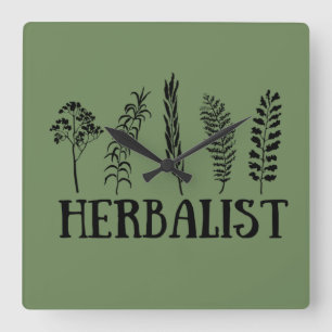 Kräuterarten Quadratische Wanduhr