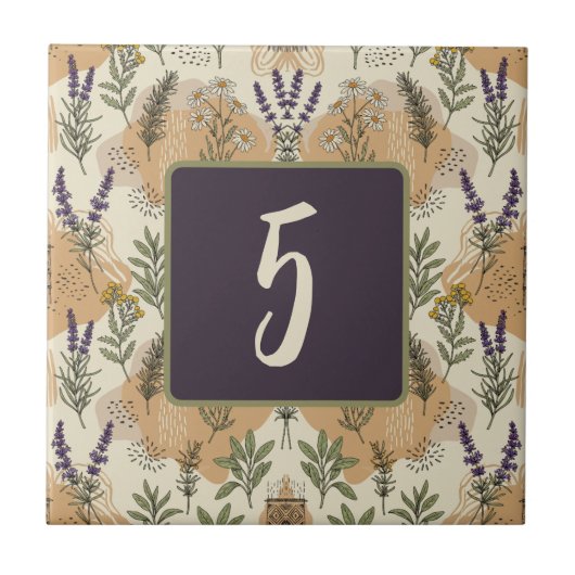 Kräuterblüten - Maßgeschneiderte Keramik Fliese (Vorderseite)