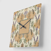 Kräuterblüten Quadratische Wanduhr (Winkel)