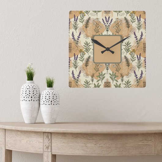 Kräuterblüten Quadratische Wanduhr