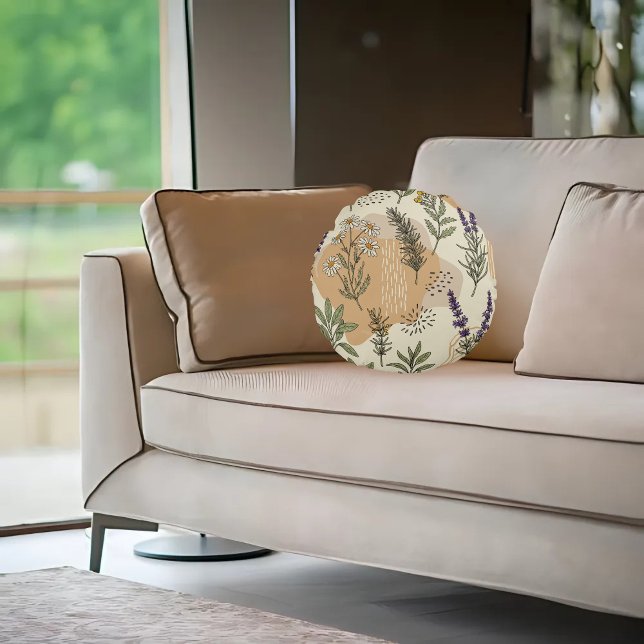 Kräuterblüten Rundes Kissen (Von Creator hochgeladen)