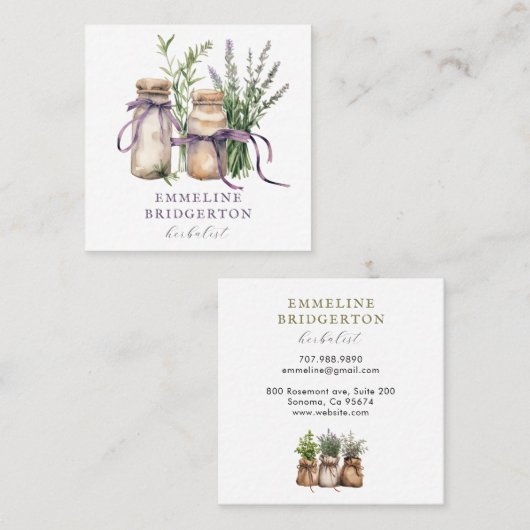 Kräuterfarbe Quadratische Visitenkarte (Vorne/Hinten)