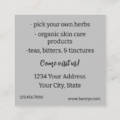 Kräuterfarm Bee Balm Medicinal Pflanze Business Ca Quadratische Visitenkarte (Rückseite)
