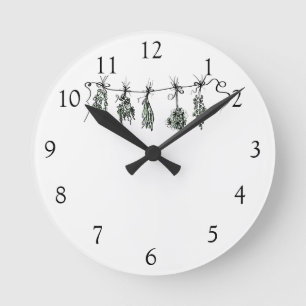 Kräutergarten zeichnend botanischer Minimalismus Runde Wanduhr
