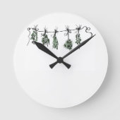 Kräutergarten zeichnend botanischer Minimalismus Runde Wanduhr (Vorderseite)