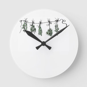 Kräutergarten zeichnend botanischer Minimalismus Runde Wanduhr