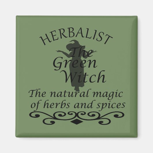 Kräutergrüne Hexenzauberei, Naturmedizin Magnet (Vorne)