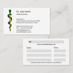 Kräutergrüner Gott von Asclepius Gold Medical Terminkarte