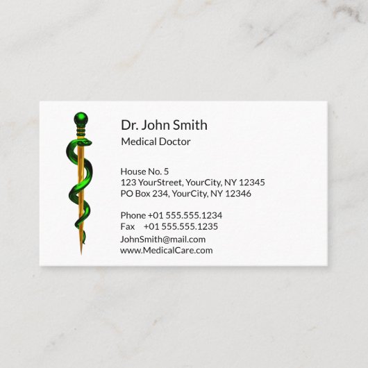 Kräutergrüner Gott von Asclepius Gold Medical Terminkarte (Vorderseite)