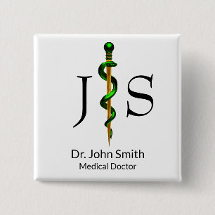 Kräutergrüner Gott von Asclepius Medical Gold Button