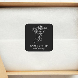 Kräuterhaufen + Apothekarisch-florale Gold-Square- Quadratischer Aufkleber