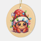 Kräuterkrabbe Frohe Weihnachtswintertiere Krebse Keramik Ornament (Links)