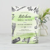 Kräuterküche Brautparty Gewürze Grüne Spritzen Einladung (Stehend Vorderseite)