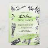 Kräuterküche Brautparty Gewürze Grüne Spritzen Einladung (Vorne/Hinten)