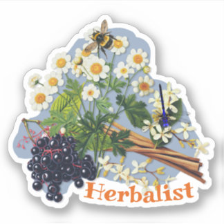 Kräuterkundige Mutterkrautblüten Holunderbeer-förm Aufkleber