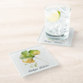 Kräuterleben: Ginkgo Biloba anpassbar Glasuntersetzer (Schrägansicht)