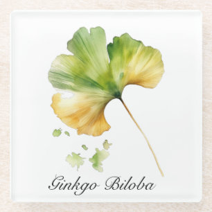 Kräuterleben: Ginkgo Biloba anpassbar Glasuntersetzer