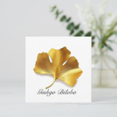 Kräuterleben: Goldenes Ginkgo-Biloba-Blatt anpassb Einladung (Stehend Vorderseite)