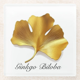 Kräuterleben: Goldenes Ginkgo-Biloba-Blatt anpassb Glasuntersetzer