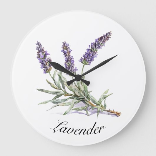 Kräuterleben: Lavendel, anpassbar Große Wanduhr (Vorderseite)