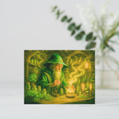 Kräutermagier in mystischer Ölmalerei Feiertagspostkarte (Stehend Vorderseite)