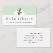 Kräutermedizin Berater Minimalistisch grüne Pflanz Visitenkarte (Vorne/Hinten)