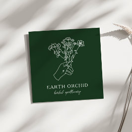 Kräuterpflanze + Blumenapothecary Green Quadratische Visitenkarte
