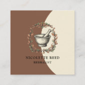 Kräuterpflanze Illustriert Mortar Pestle Reben Quadratische Visitenkarte (Vorderseite)