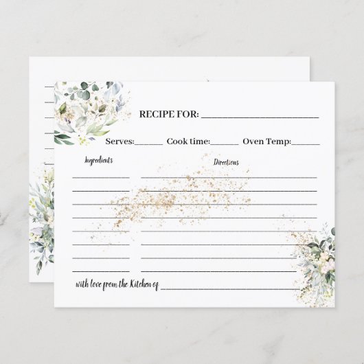 Kräuterpflanze und Grüne Rezept-Card-Brautparty (Vorne/Hinten)