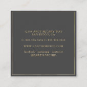 Kräuterpflanzen + Apotheke der Blüte Gold Square B Quadratische Visitenkarte (Rückseite)