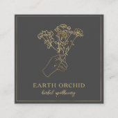 Kräuterpflanzen + Apotheke der Blüte Gold Square B Quadratische Visitenkarte (Vorderseite)