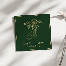 Kräuterpflanzen + Apotheken der Blüte Gold und Grü Quadratische Visitenkarte