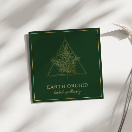 Kräuterpflanzen + Apotheken der Blüte Gold und Grü Quadratische Visitenkarte