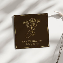 Kräuterpflanzen + Apotheken der Blüten Gold und Br Quadratische Visitenkarte