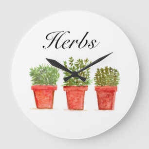 Kräuterpflanzen Thyme Rosemary Oregano Pflanze Pot Große Wanduhr